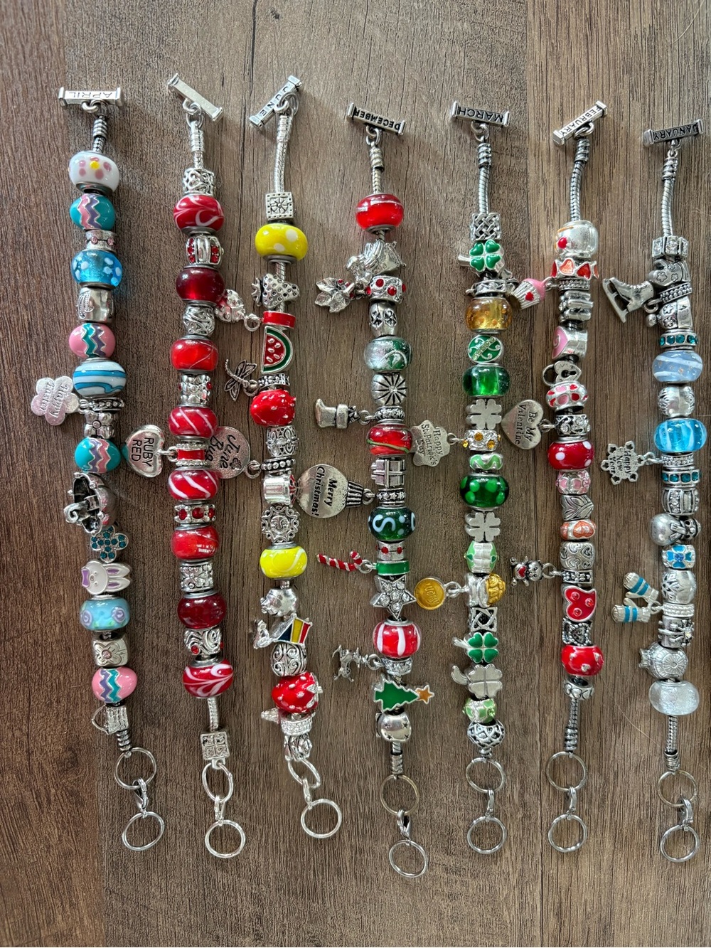 7 Silver Charm Bracelets